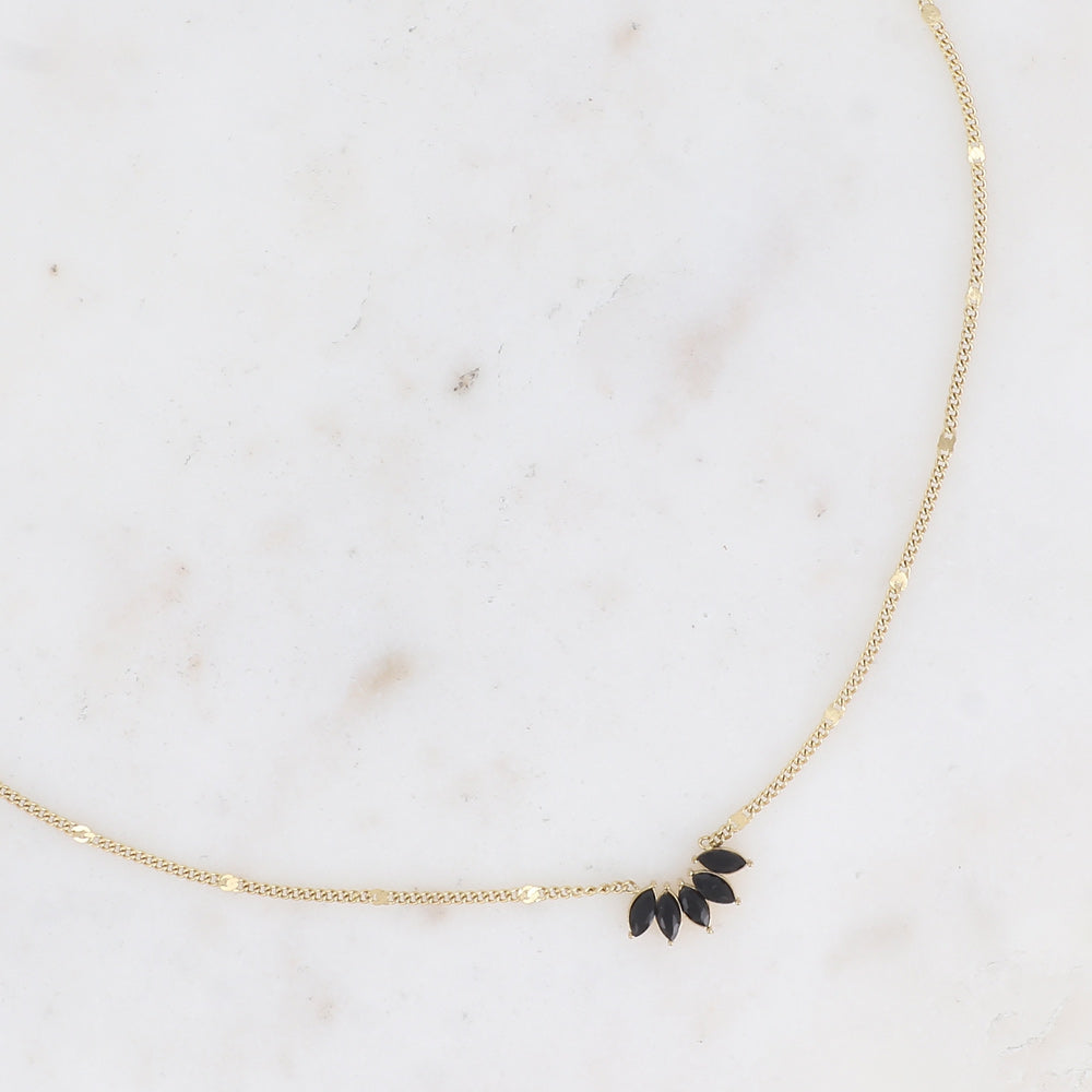 Collier - feuillage cristal noir