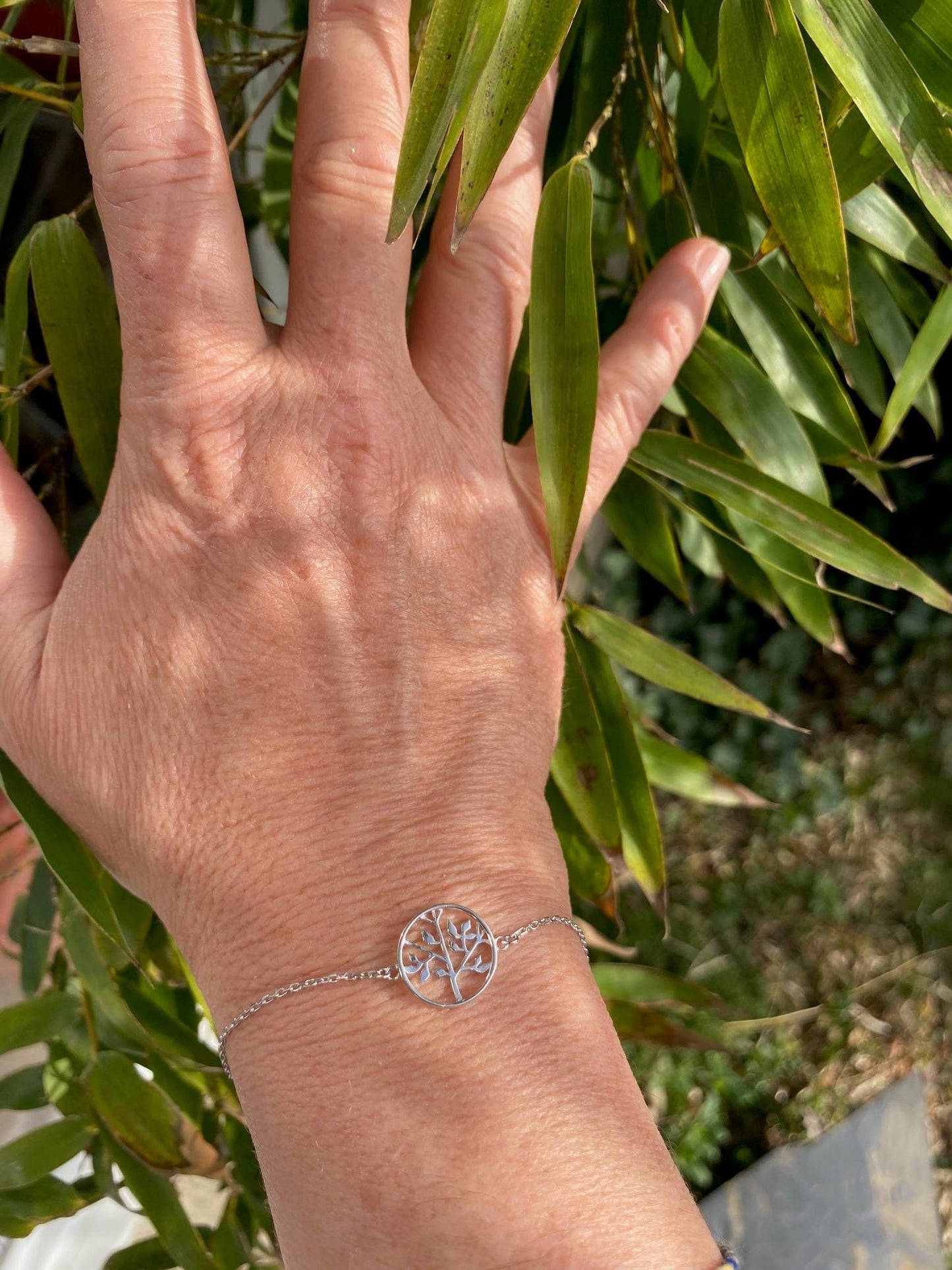 Bougie bijoux thé noir-vanille - Bracelet plaqué argent "arbre de vie"