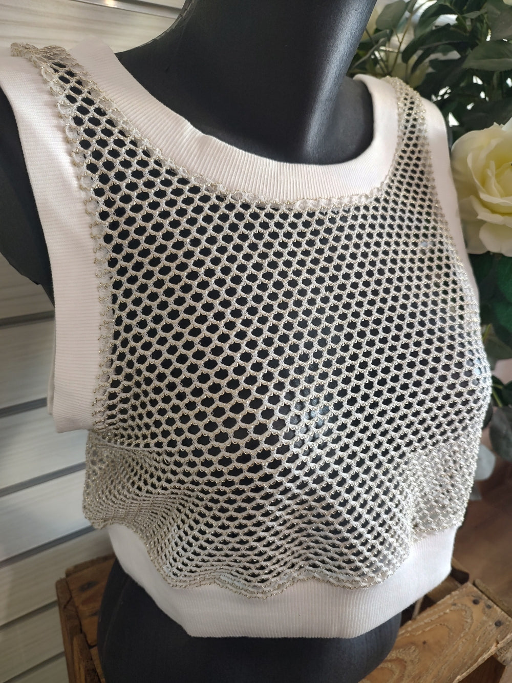 Top sans manches lurex doré