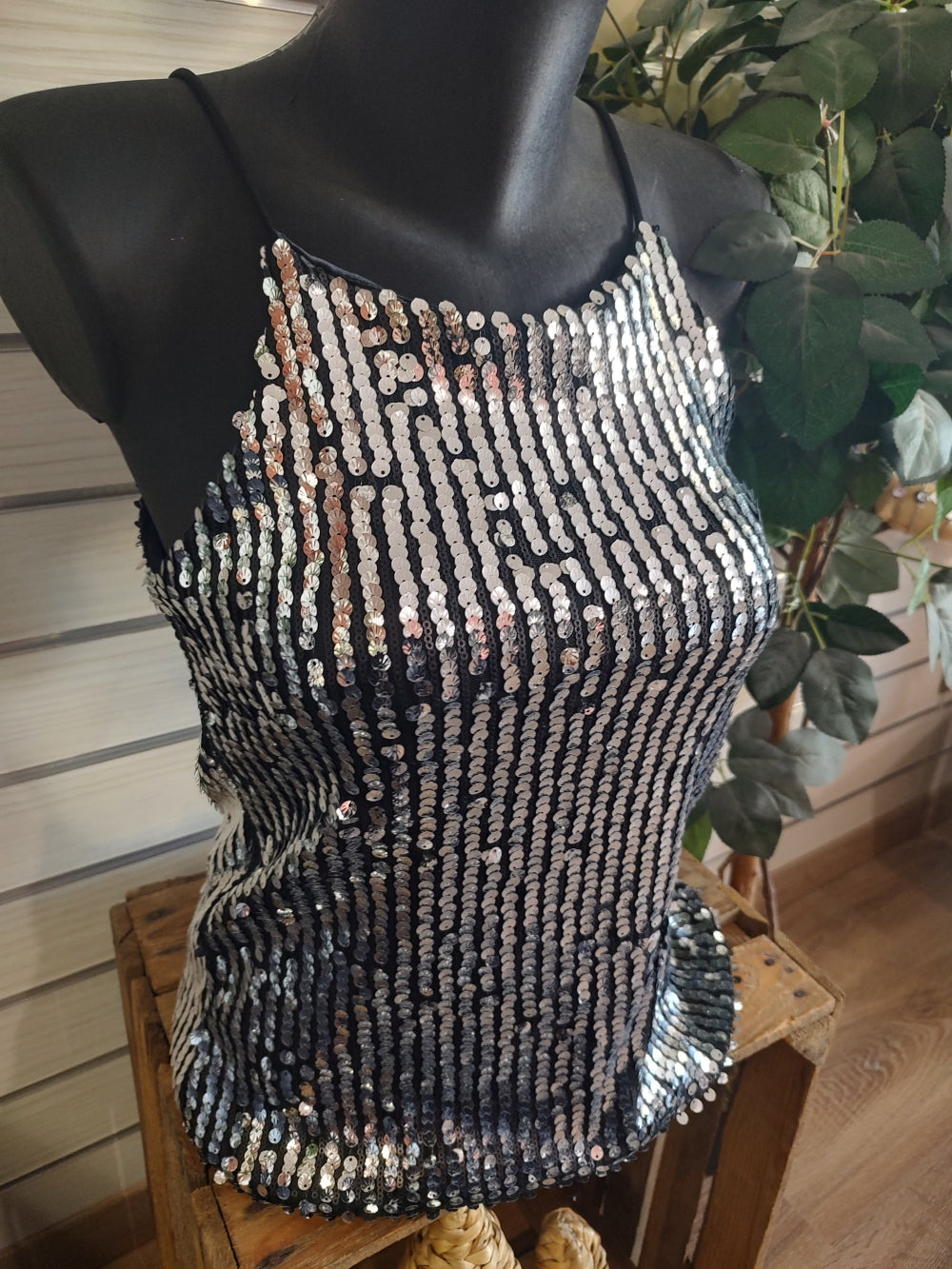 Top sequins noir