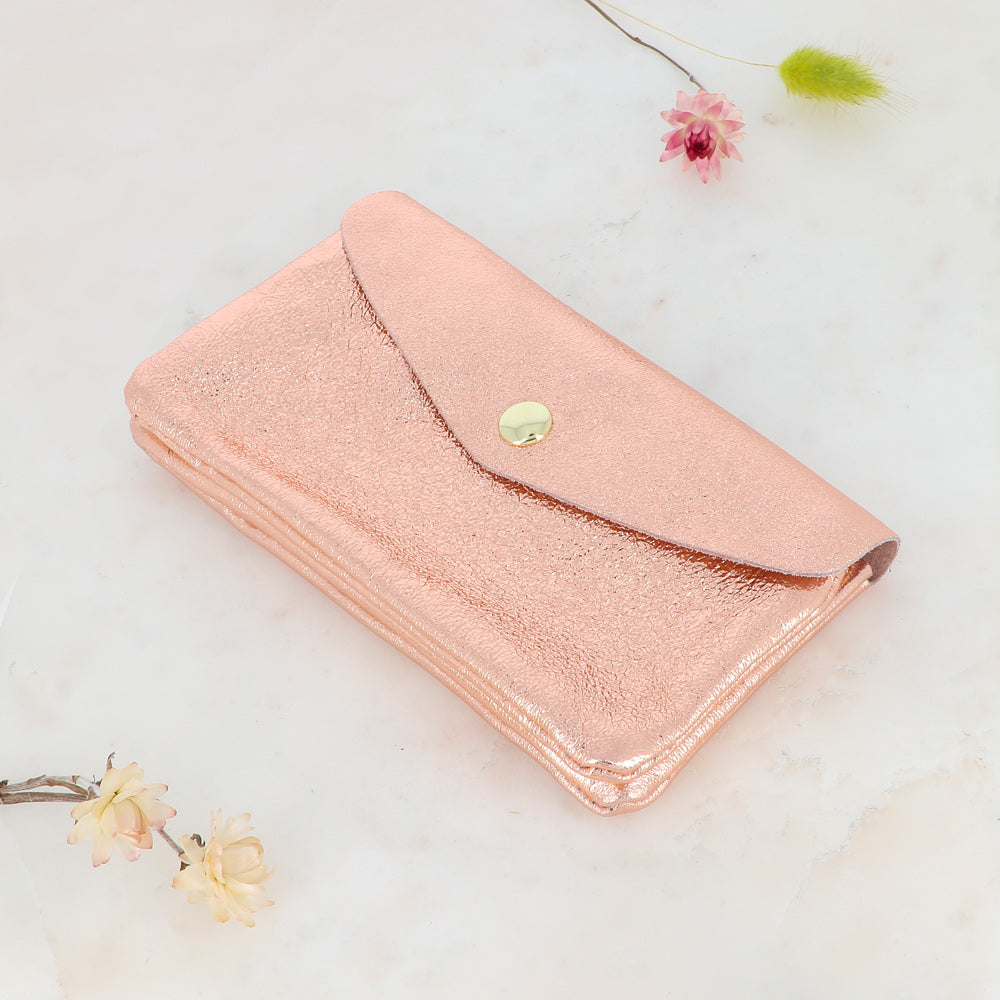Pochette Barcelone - 1 bouton aimanté, 1 zip et 3 poches Rose