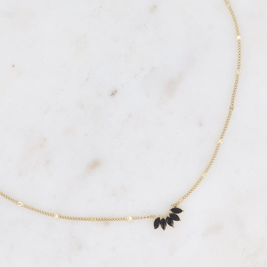Collier - feuillage cristal noir