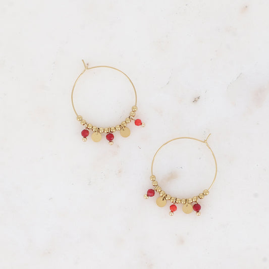 Créoles - perles rocailles, pierres naturelles corail végétal