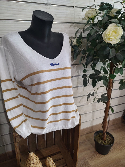 Pull marinière poisson bleu