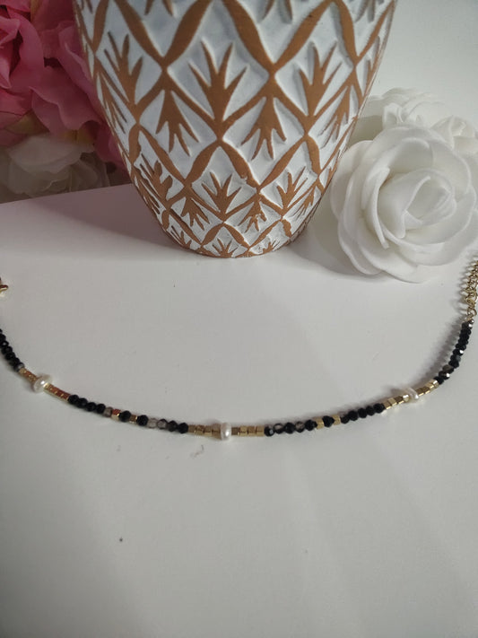 Bracelet pierres noires et or