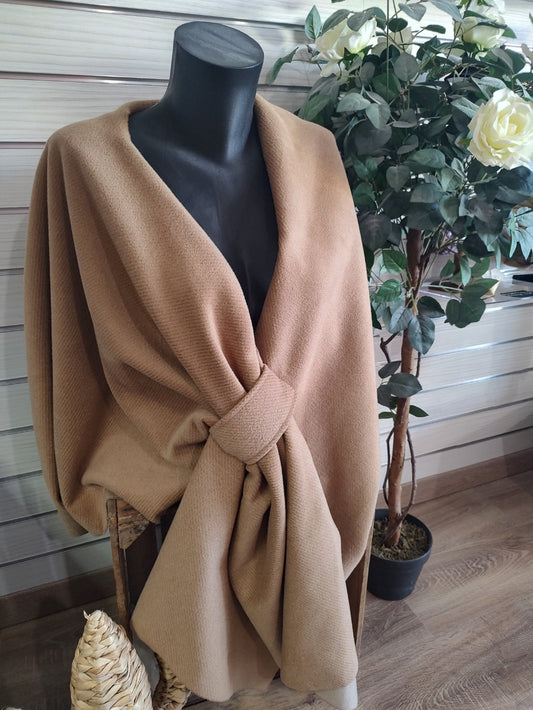 Poncho camel taille ajustable
